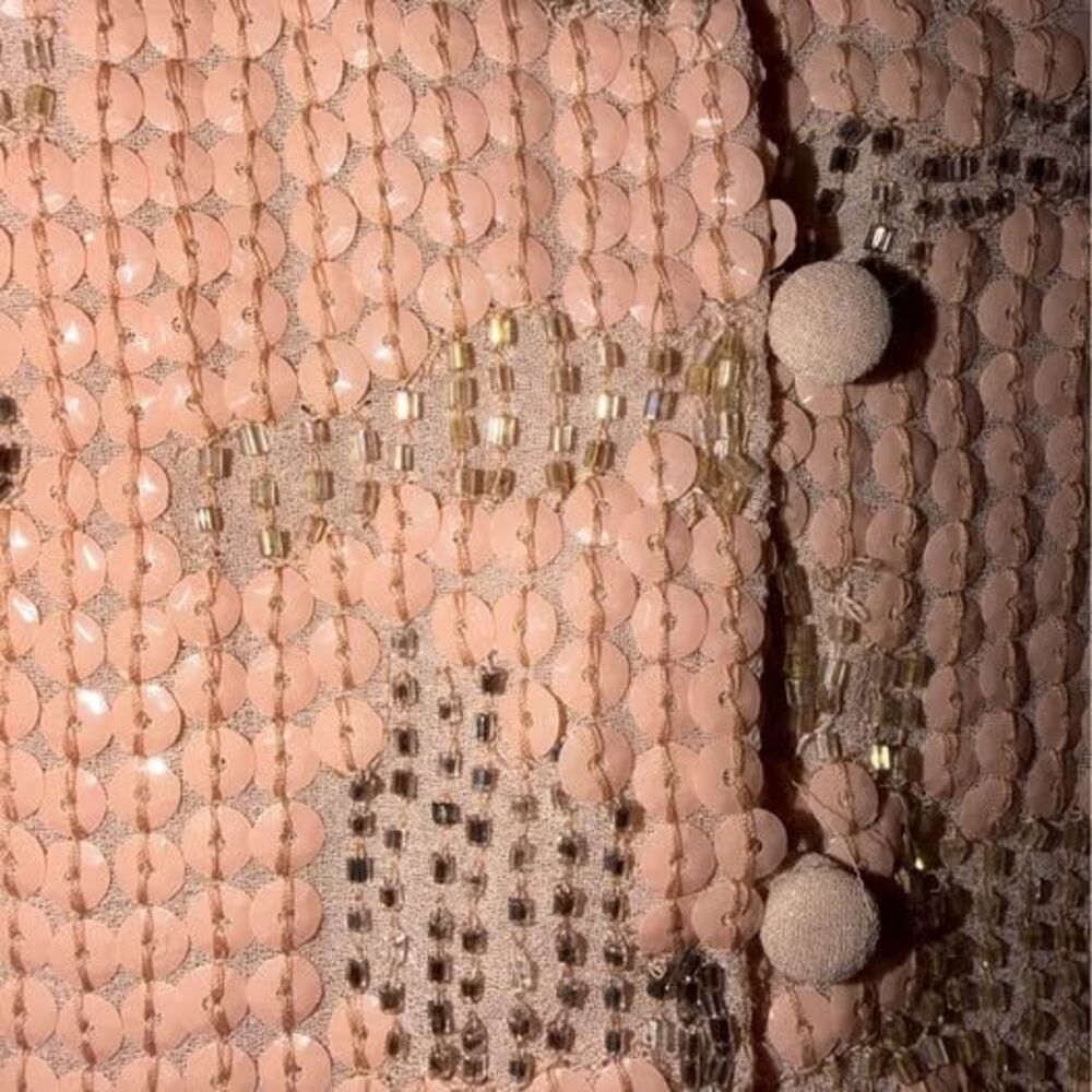 NWT Anthropologie Pink Sequin Ruffle Cropped Top. Sz 1X - Picture 5 of 10